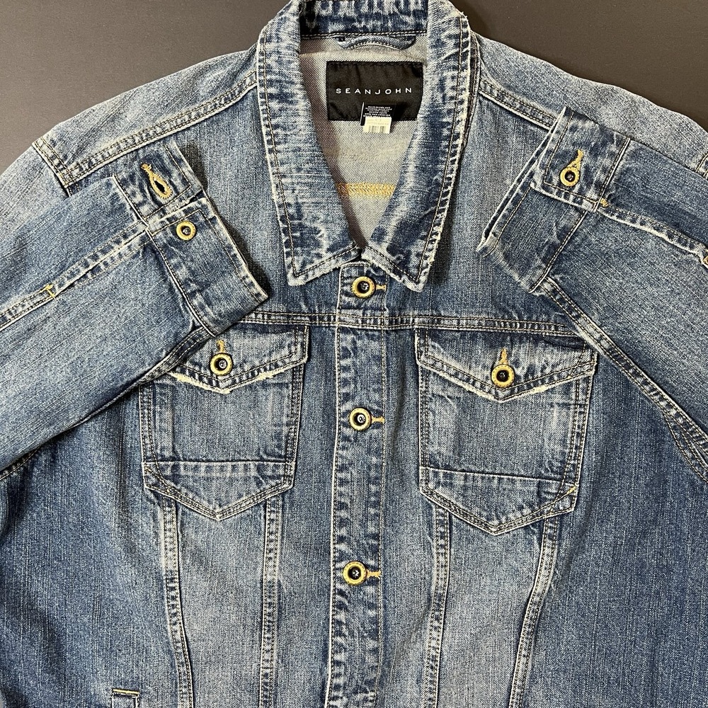 Sean John‎ Jean Jacket Men's 3XL Blue Light Wash Y2K Designer Vintage